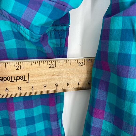 Duluth Trading Women’s Top Plaid Nylon Vented Gorpcore Outdoor Hiking Mermaid XL - Picture 7 of 7